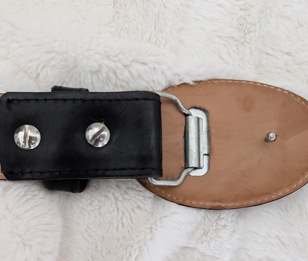 White Diamond Black Cowboy Boots with Red Floral Embroidery Size 6.5 & Belt - Picture 11 of 13